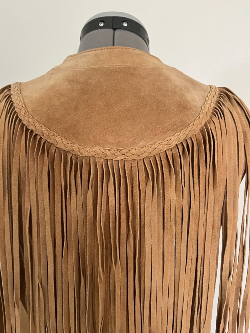 Forever 21 Sz M Light Brown Suede Leather Open Front Fringe Vest - Picture 7 of 12